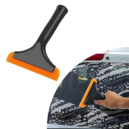 Ziciner Small Silicone Window Squeegee, Car Windshield Water Blade Squeegee, Multifunctional Auto Squeegee with 5.9 Inch Blade and Non-Slip Handle for Car Window, Mirror, Home Cleaning (Black)