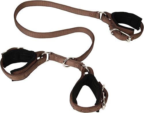 Weaver Equine - Hobble de caballo marrón de 3 vías, con forro de fieltro cómodo de nailon con herrajes niquelados, ajustable para frenar patadas,