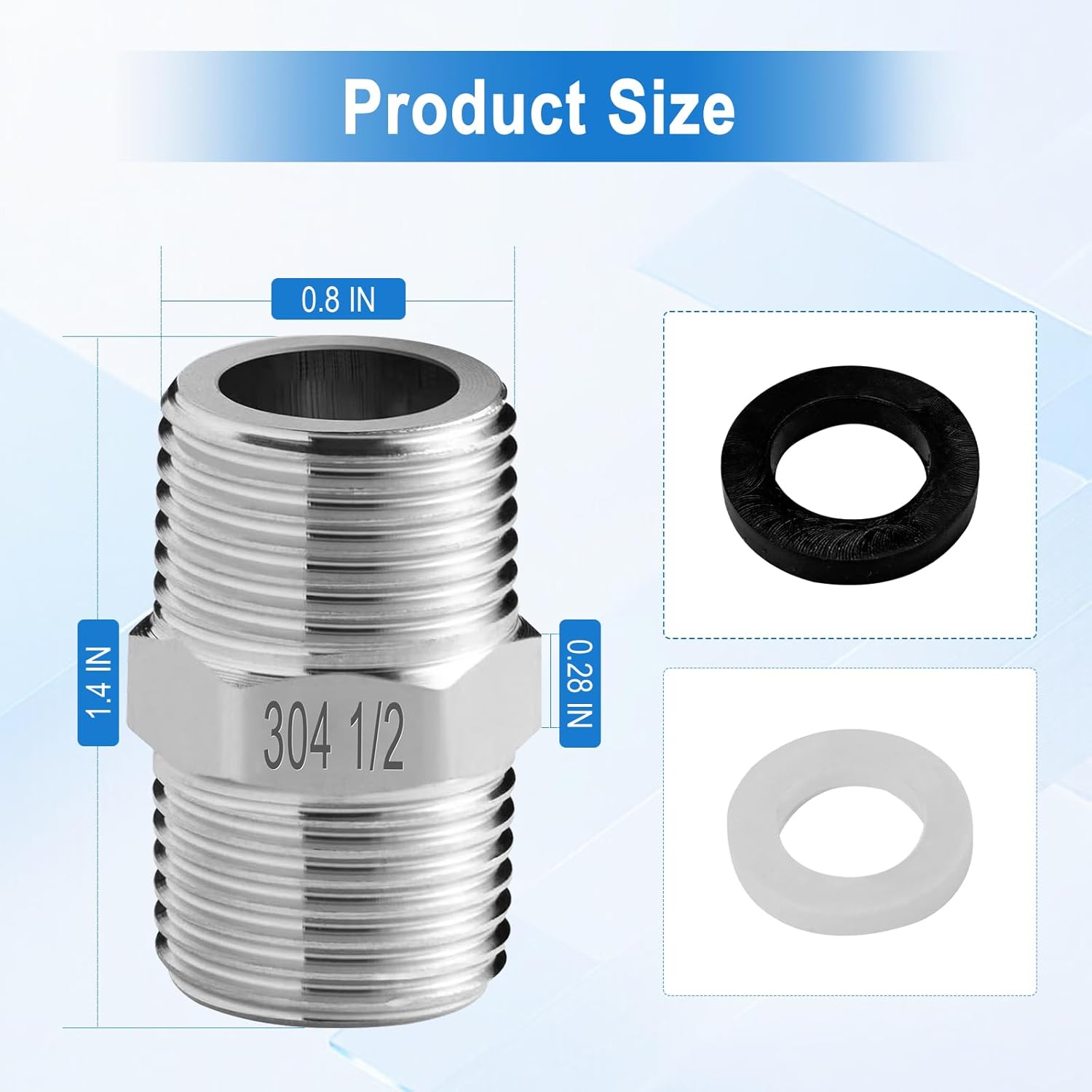 Shower Hose Adapter-Shower Hose Extension, 1/2 to 1/2 Shower Head Adapter, Used to Connect Two Hoses, 304 Solid Stainless Steel Hose Fitting.