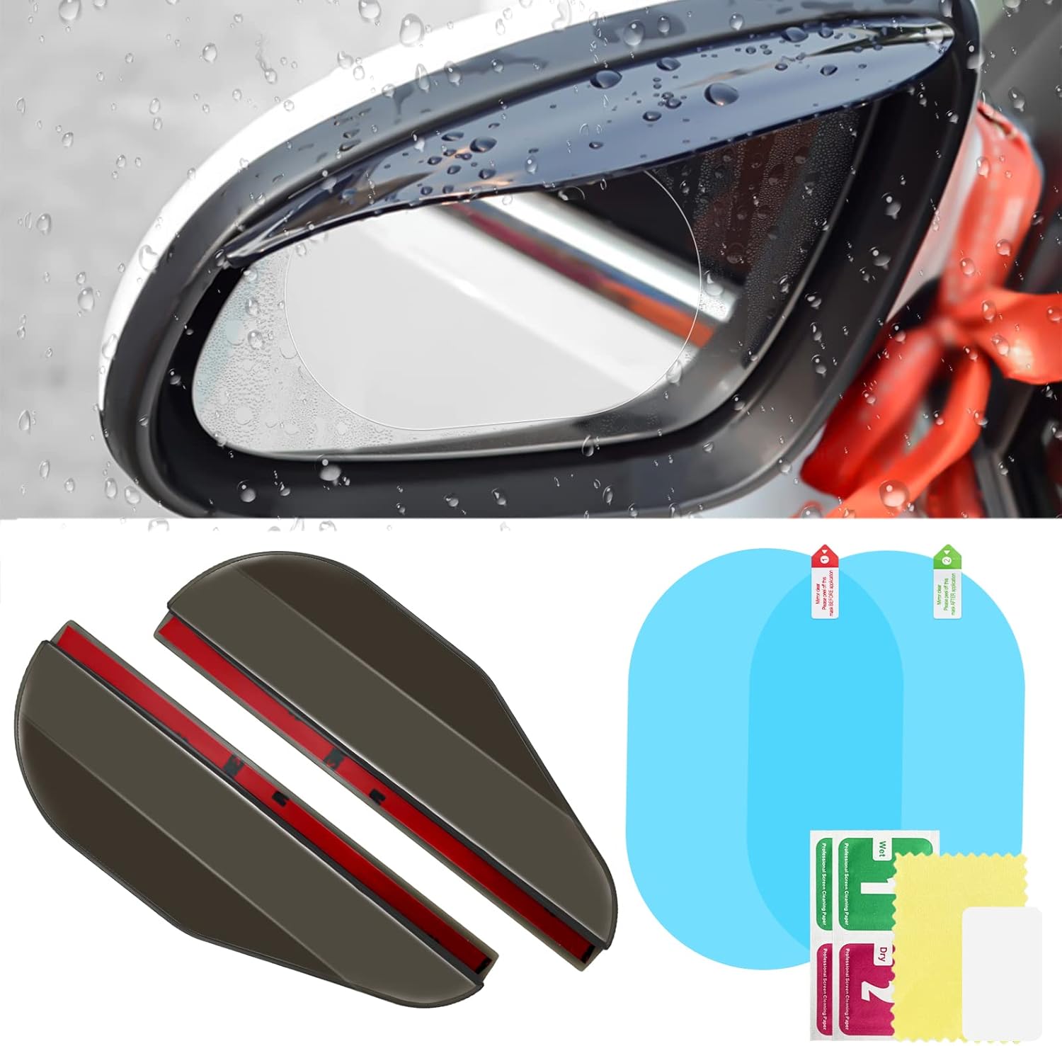 2PCS Car Rear View Mirror Rain Visor Guard, Universal Side