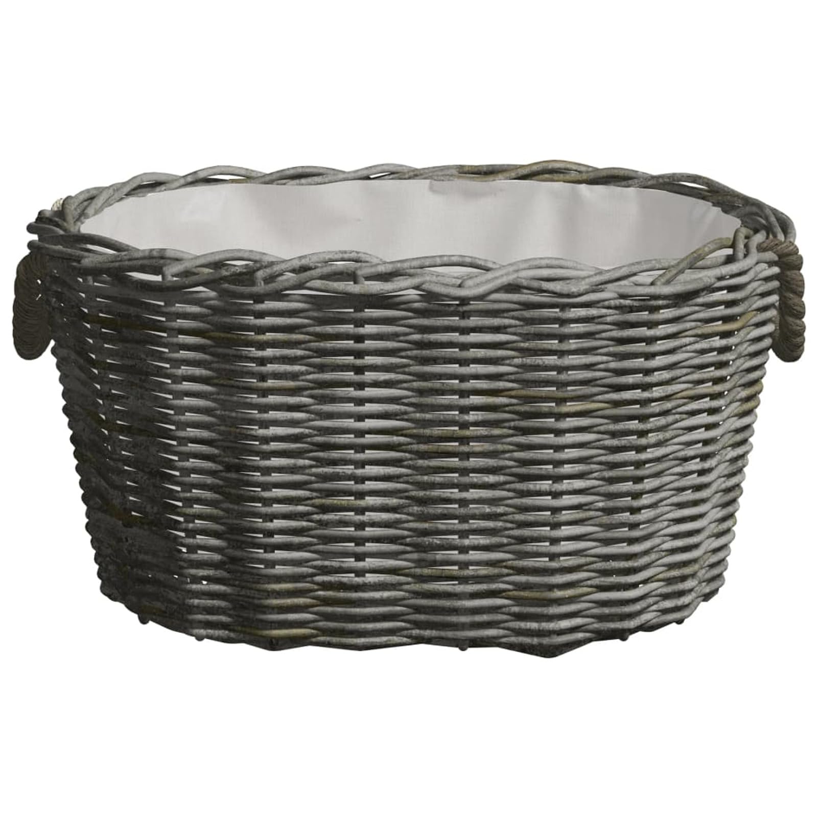 Homgoday Cestino a legna Manici di trasporto Salice Naturale Grigio 59x42x28 cm Cesto di vimini per conservare legna