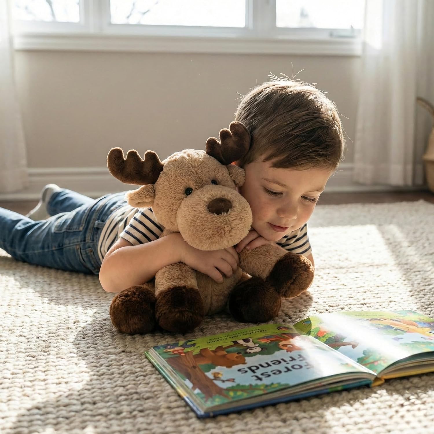 Adorable Caribou Furry Reindeer Elk Moose Stuffed Animals Plush Toy for Kids Babies Boys Birthday Bedtime Decor, 13" Super Soft Brown - Image 5