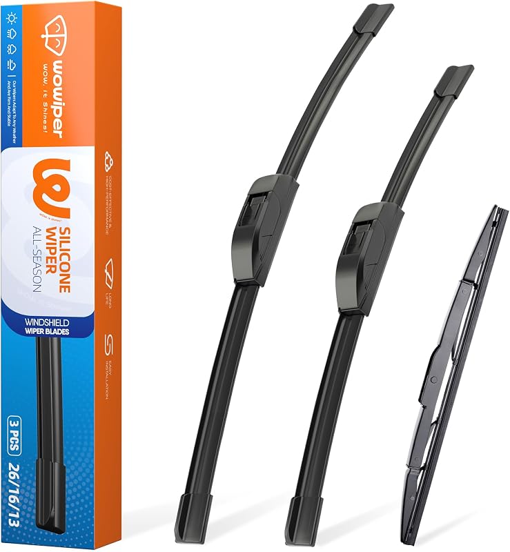 Palhetas de silicone para para-brisa WOWIPER dianteiras para Honda CR-V 2012–2016 – Conjunto com 3