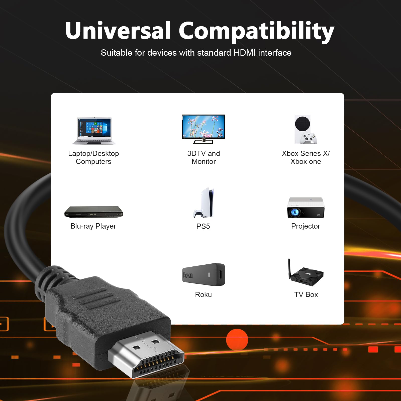 Confezione da 10 cavi HDMI 4K, 18 Gbps, cavo intrecciato HDMI ad alta velocità, 4K a 60Hz, HDR, 3D, Dolby, ARC, compatibile con PS5, PS4, HDTV, Blu-ray, Xbox, laptop (1,8 m)