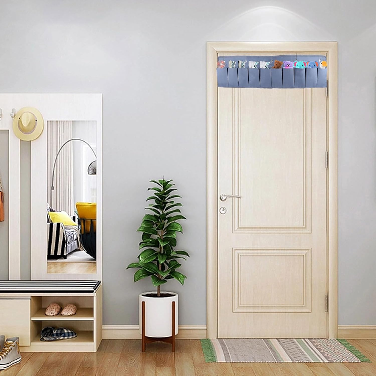 10 Pockets Large Deep RV Shoe Pockets with 10 hooks, Hanging Shoes Organizer for Bedside Heavy Hanging Bedside Storage Holder for RV Camper Bed Length 44.88" x 11.81" (2)