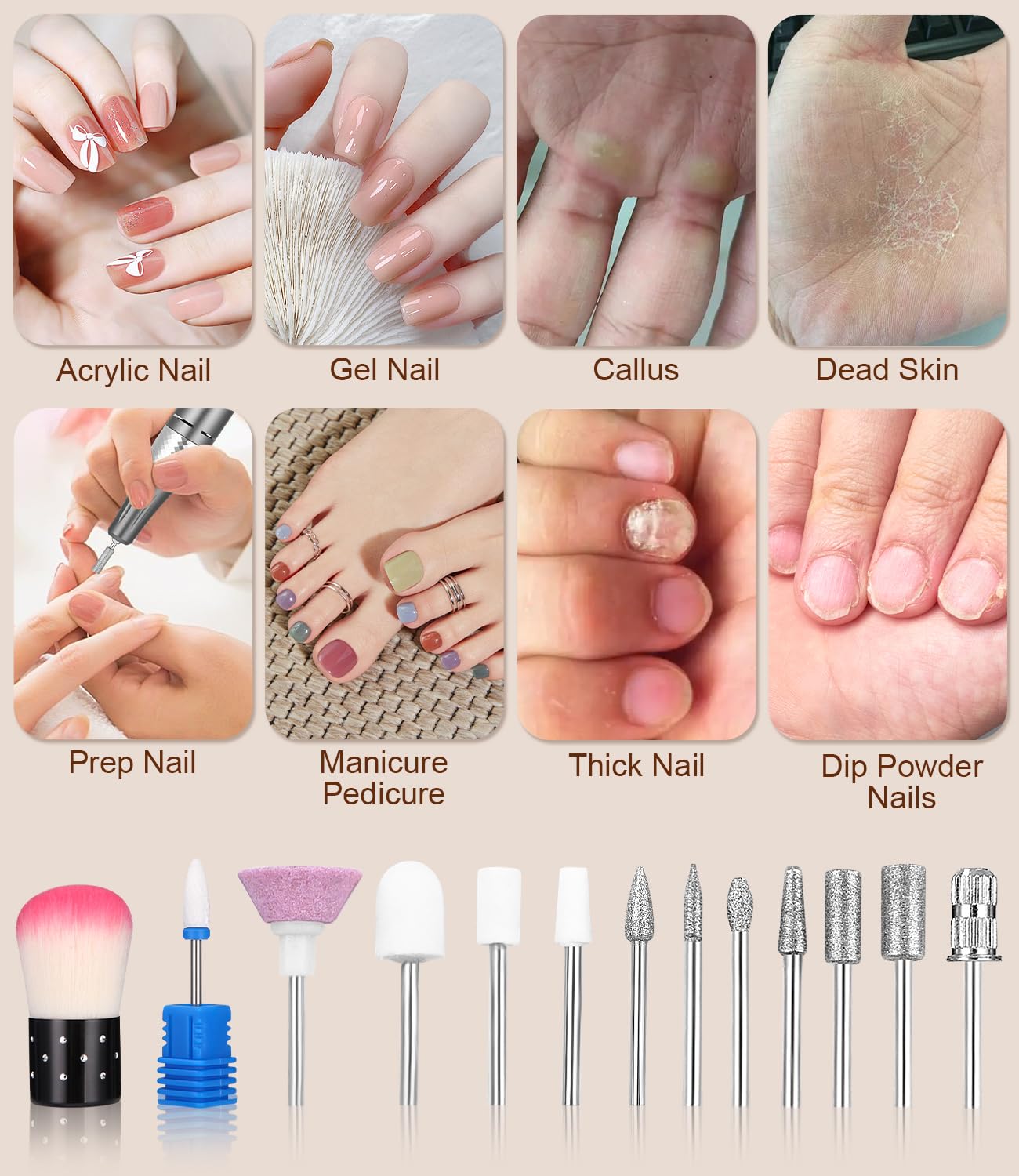 Fresa per Unghie Professionale, 45000RPM Lima Elettrica per Unghie , Touchscreen, con Punta in Ceramica Kit Unghie, Salone Manicure Set e Pedicure Elettrico per Semipermanente Gel