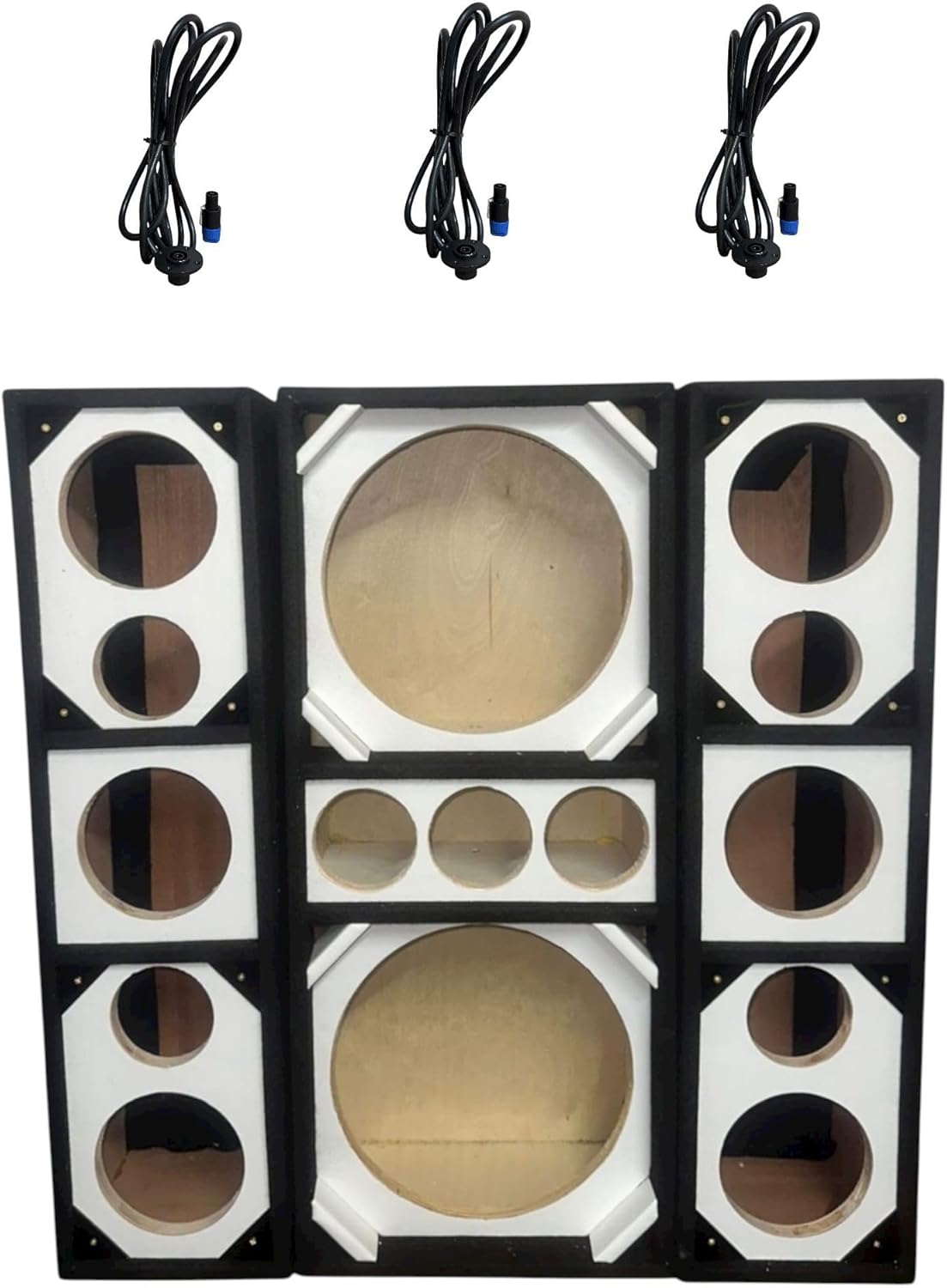 12" Brazilian Style Chuchera Speaker Box for Two 12" Speakers & Three 4" Tweeters Vented Enclosure for Car and Two 2" Driver Box