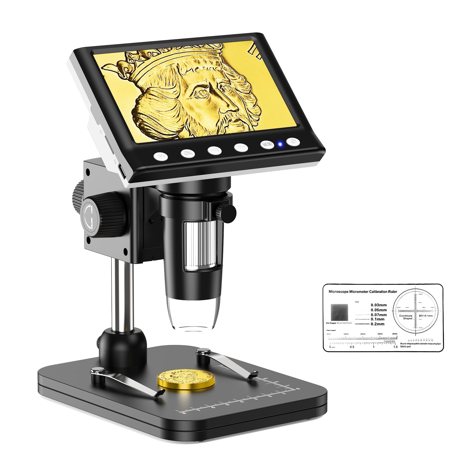 Leipan Digital Mikroskop mit 4,3 Zoll Bildschirm für Kinder Erwachsene, 1000X facher Vergrößerung 1080P USB Mikroskop mit 8 Einstellbaren LED Licht, USB to PC - Windows/Mac kompatibel