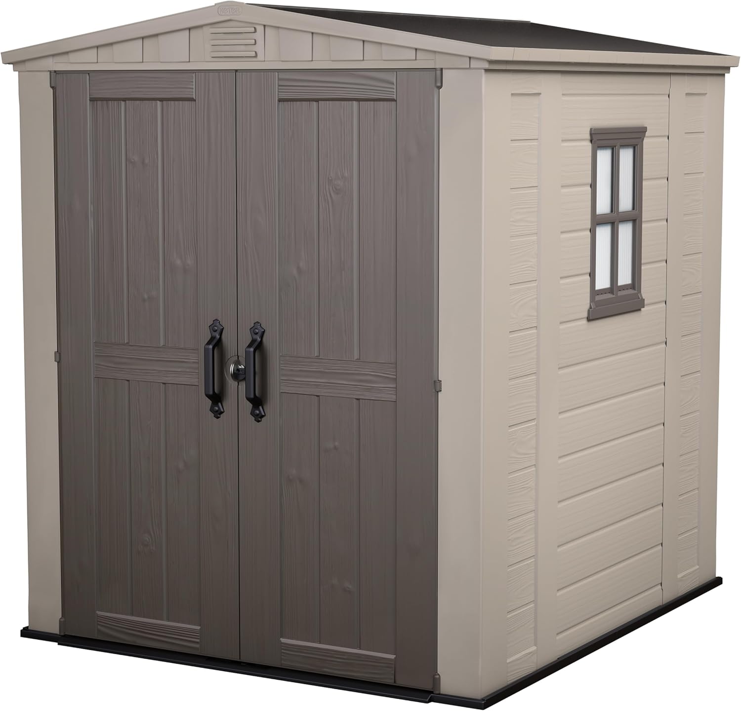 Keter Factor 8x8 Foot Large Resin Outdoor Shed with Floor for Patio Furniture