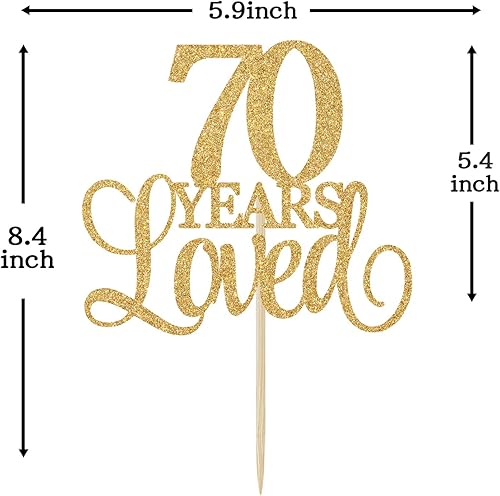 Miniatura 7 de Decoración para tartas de 70 años de amor, con texto en inglés "Cheers to 70 Years", decoración para tarta de cumpleaños de 70 años, 70 aniversario