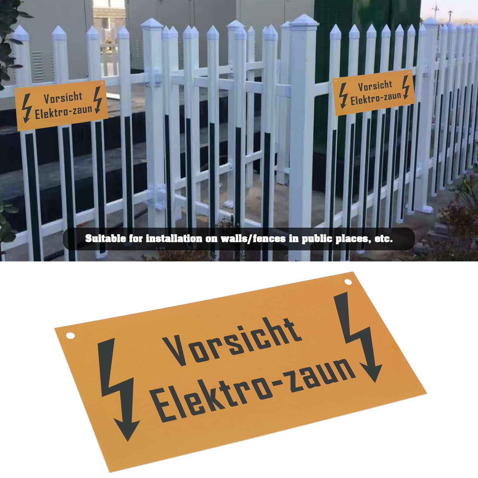 VGOL 10pcs German Warning Electric Fence Sign 200x100mm No Touching Safety Signs Plastic Electric Fence Warning Sign for Wall Fence Farmhouse Farm - Image 3