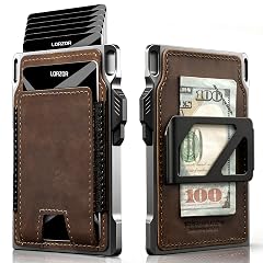 LORZOR Slim Tactical Wallet for Men- Minimalist Front Pocket Full Grain Leather Wallet for 10 Cards RFID Blocking