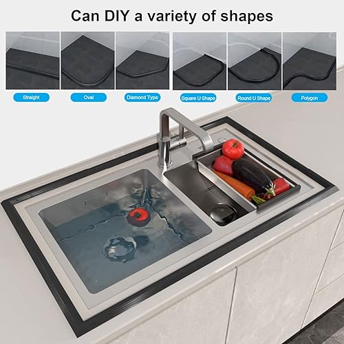 Miniatura 5 de Presa de agua plegable de 59 pulgadas, umbral de ducha, barrera de ducha de silicona autoadhesiva para separación seca y húmeda, baño, ducha y cocina