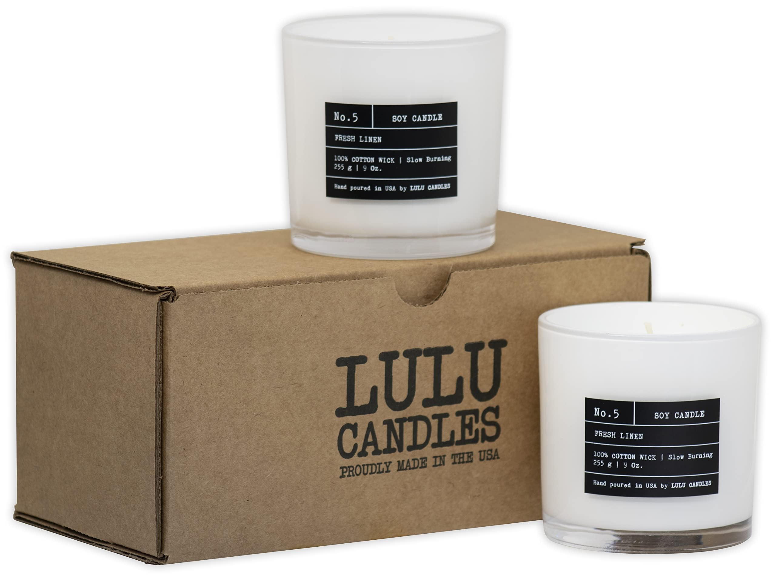 Lulu Candles | Biały jaśmin i zielona herbata | Luksusowo pachnące świece sojowe | Ręcznie odlewane w USA, silnie pachnące i trwałe, 2 szt