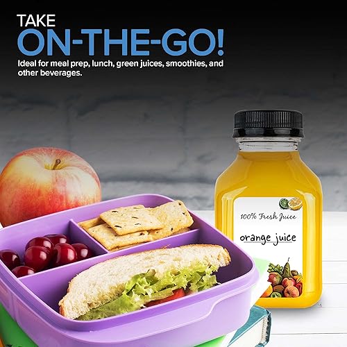 Miniatura 6 de Botellas de jugo con tapas para jugos y batidos botellas de plástico vacías transparentes reutilizables con tapas recipientes de 8 onzas para mini