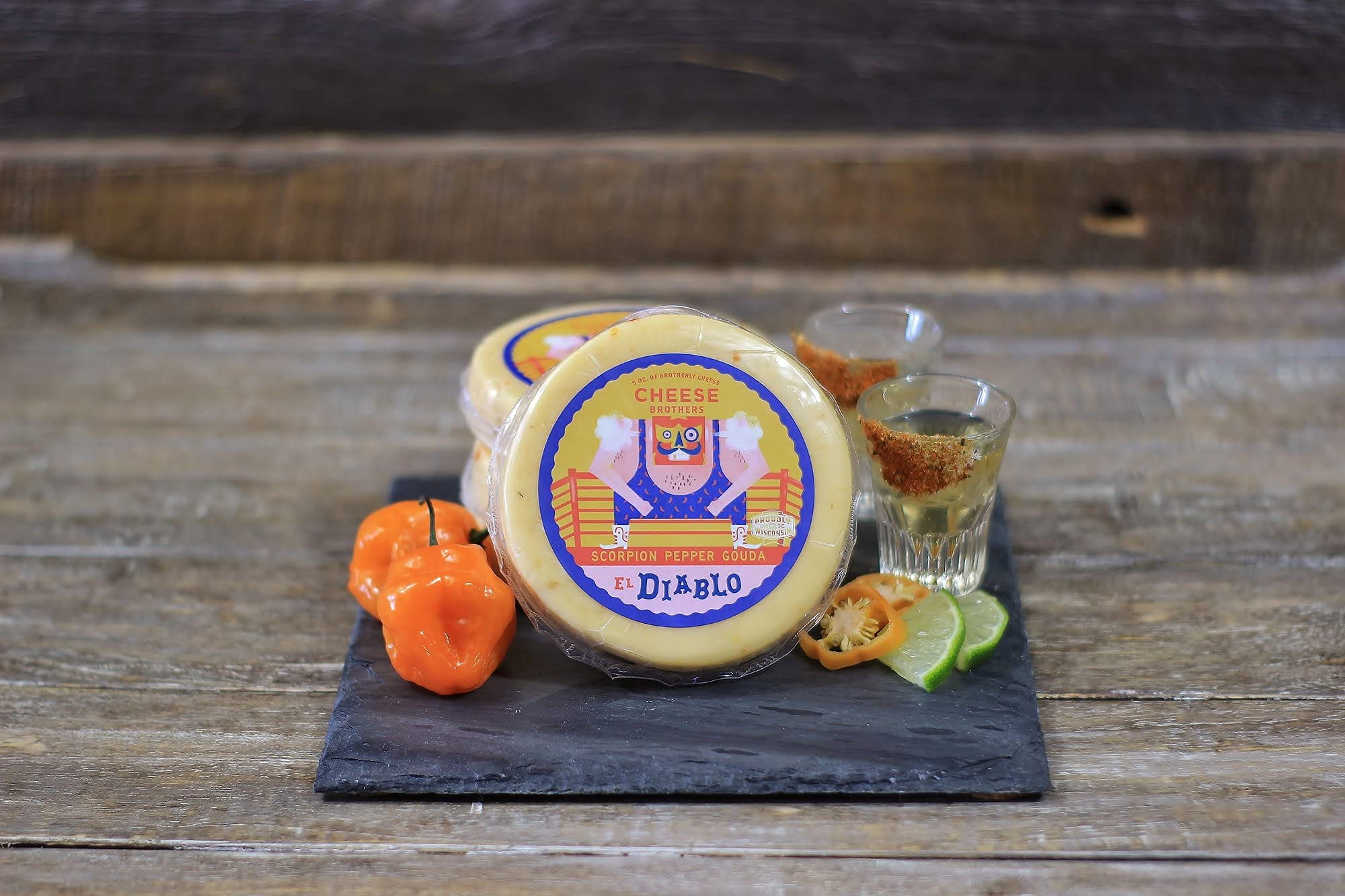Cheese Bros | El Diablo Gouda Cheese | Crafted in Wisconsin with Scorpion Peppers | 4 Pack | 6 Ounces Each Pack