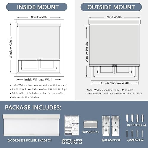 Miniatura 16 de AOSKY Persianas enrollables opacas sin cordones para ventanas, persianas de parada libre con cenefa, tela aislante térmica, protección UV, persianas