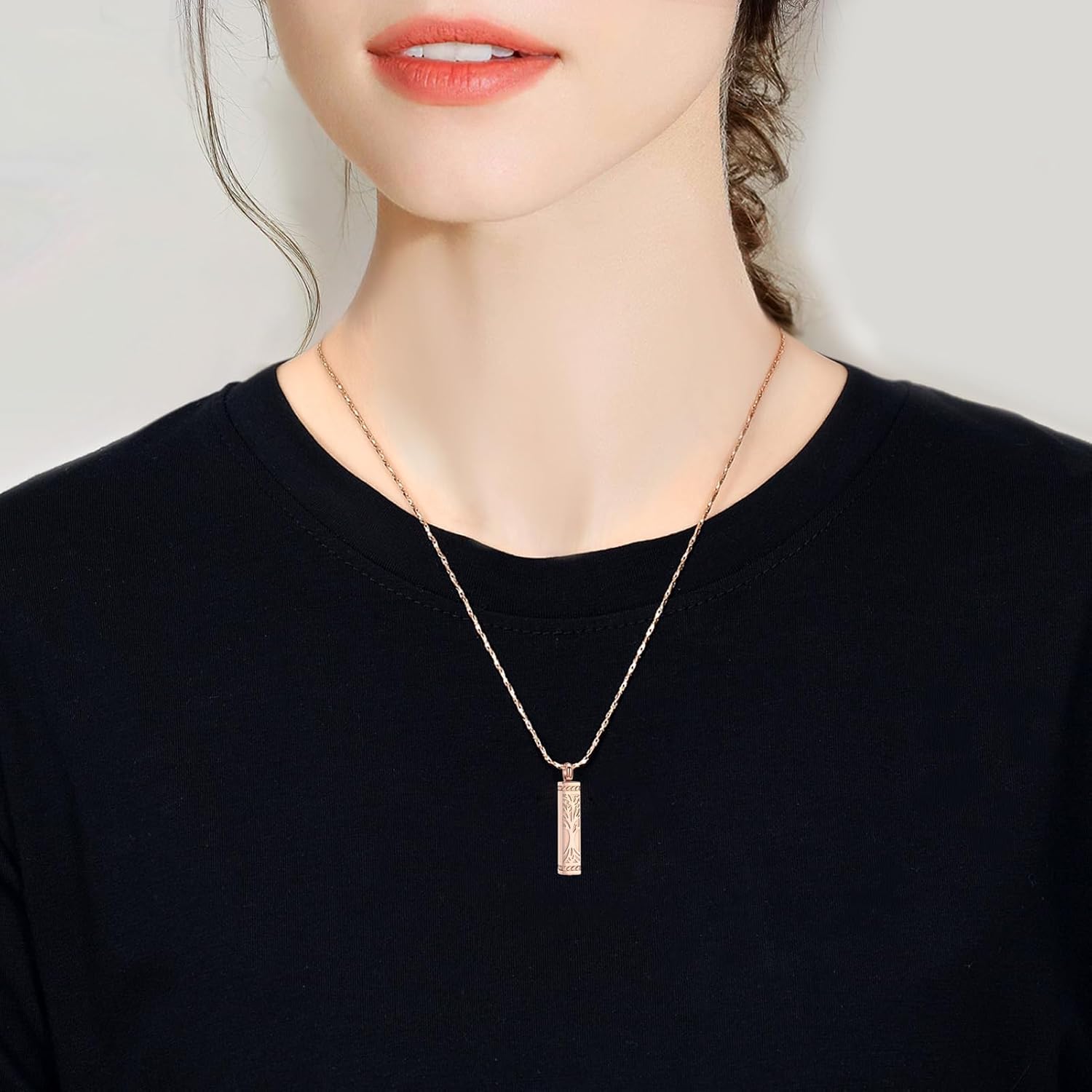 Imrsanl Tree of Life Urn Necklace for Men Women Bar Cremation Jewelry for Ashes Keepsake Ashes Necklace Pendent - Image 4