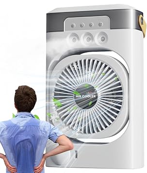 Cooler Fan - Evaporative Air Cooler, Silent Desk Fan | Room Cooler with Ice Tray, Cool Fan Humidifier Air Purifier, Air Cooling Fan USB, Quiet Desk Air Conditioner for Home Office, Cooler Fan