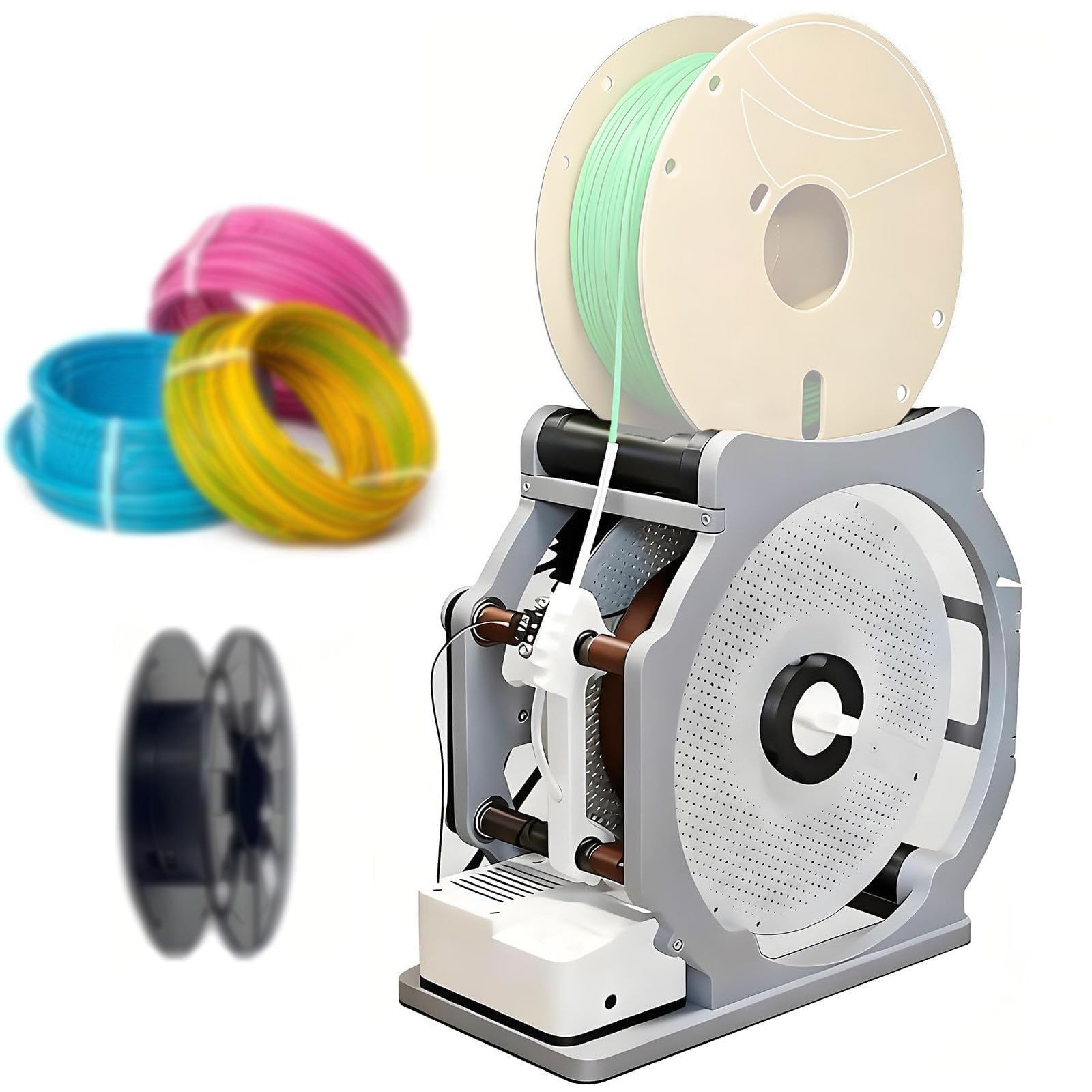 Rebobinador de bobina de filamento eléctrico, rebobinador de impresora 3D, arranque y parada inteligente para carretes de 1 kg, bobinado sin enredos, universal para filamento PLA/PETG/ABS/TPU/nailon