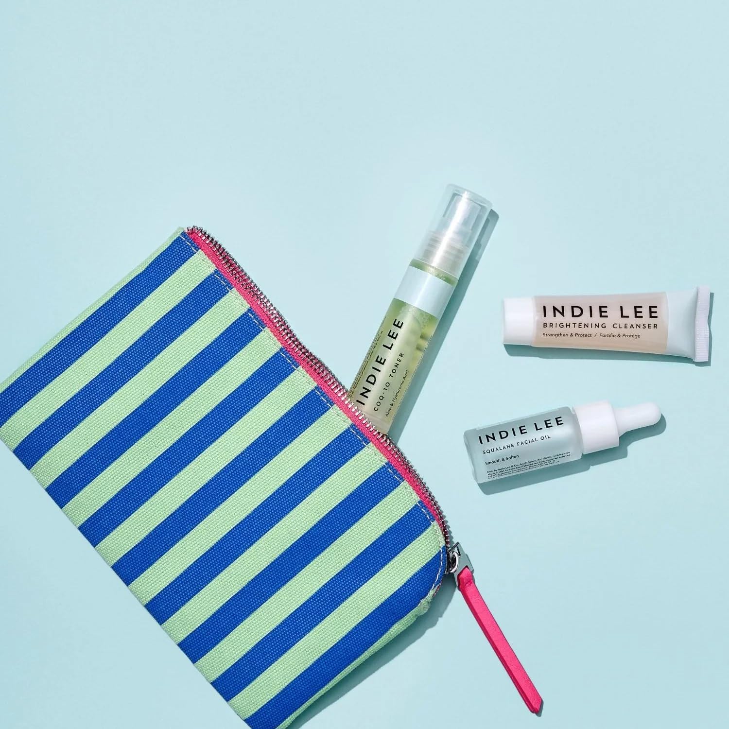 Indie Lee 3-Piece Skincare Discovery Kit with Cleanser, Toner and Facial Oil