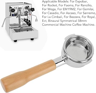 58mm Bottomless Coffee Portafilter Single Layer Aluminum Alloy Portafilter Coffee Machine Bottomless Filter for Expobar Rocket Faema Wega EM19M2 Gemilai Casadio Ascaso Sanremo La (C1 Beech)