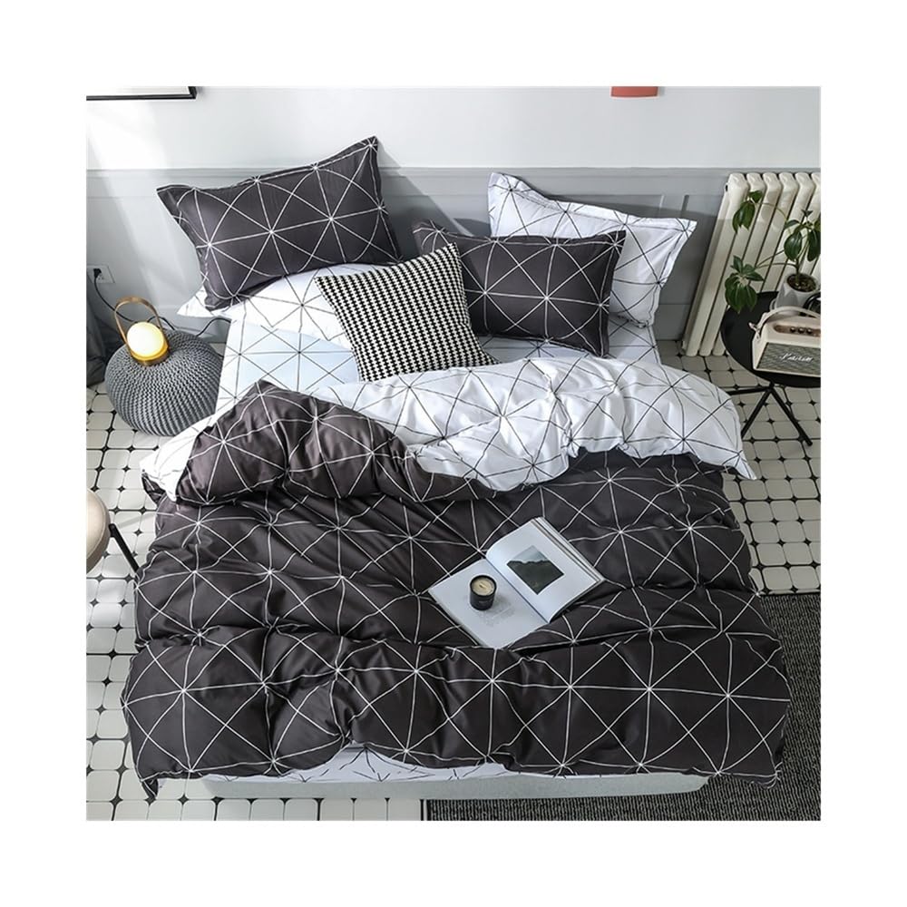 VHKJewE Geometric Duvet Cover Set Reversible Printed Bedding 3Pcs Modern Soft Luxury Comforter(EU Double 200x200cm)