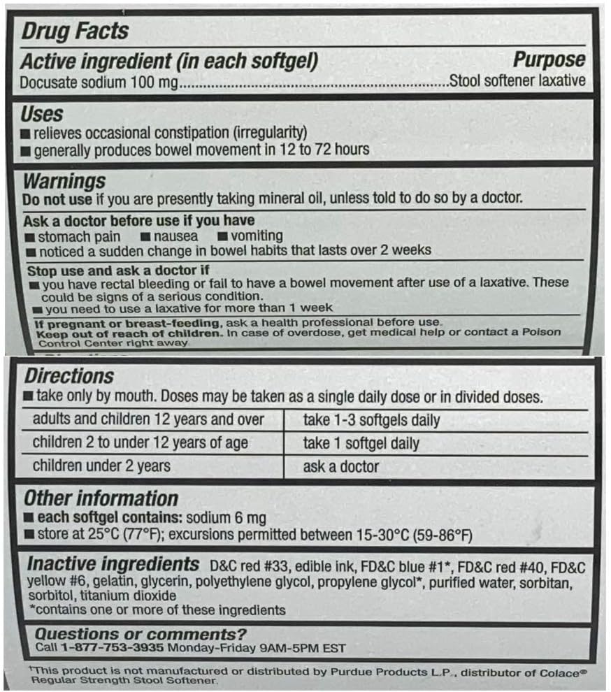 CVS Stool Softener, Docusate Sodium 100 mg, Softgels, 750 Count