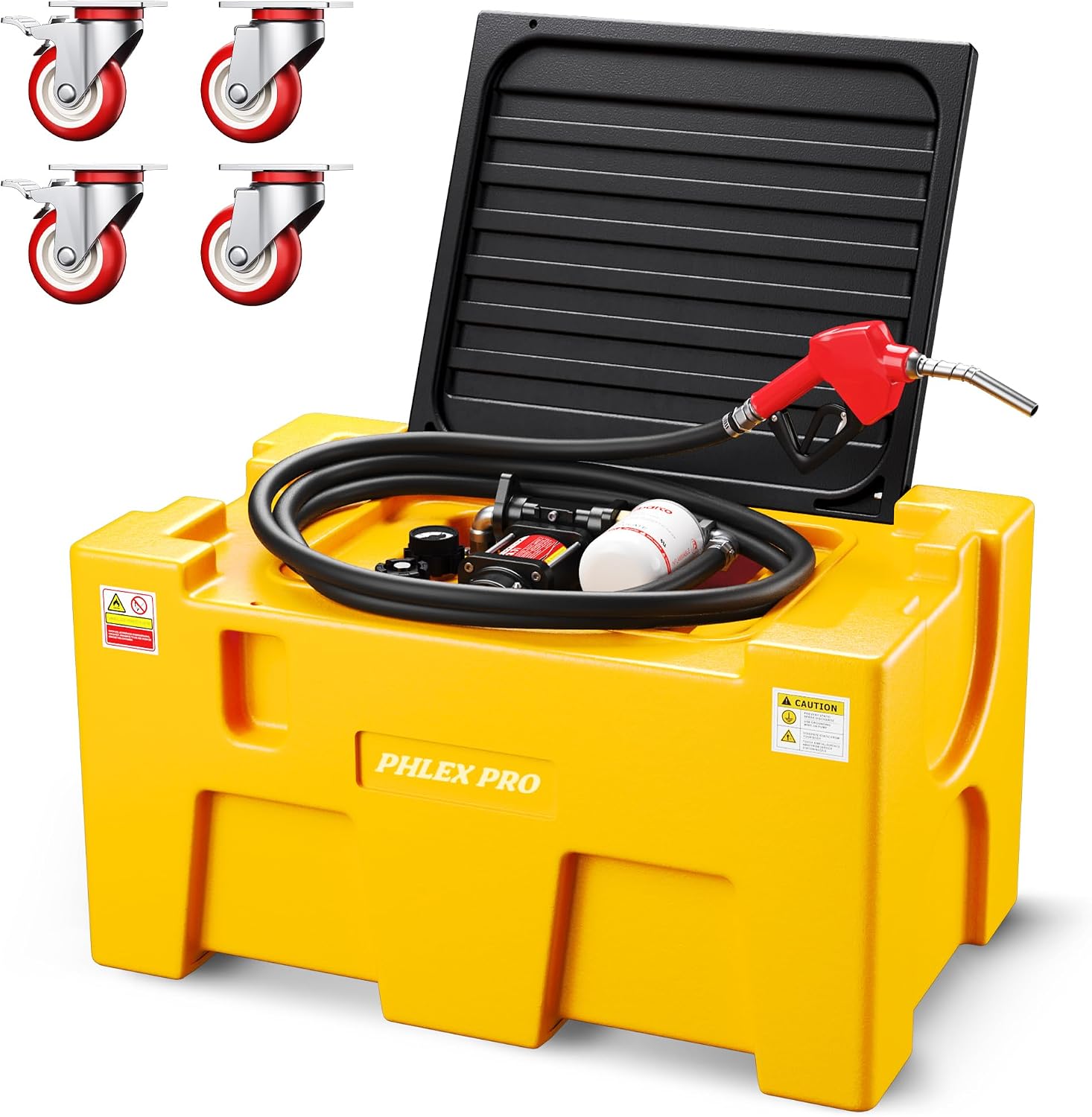 Portable Tank, 40 Gallon Capacity & 15 GPM Flow Rate, Portable Combo Tank with 12V Electric Transfer Pump, Safety lock, Wheels, Transportation for Truck Bed