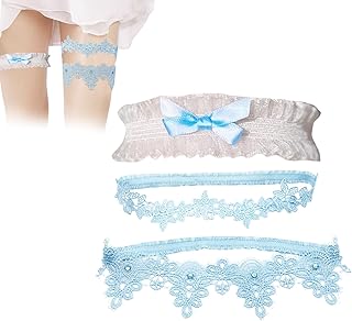 3 Stück Strumpfband Blau Hochzeit Lace(Blau - Weisses)