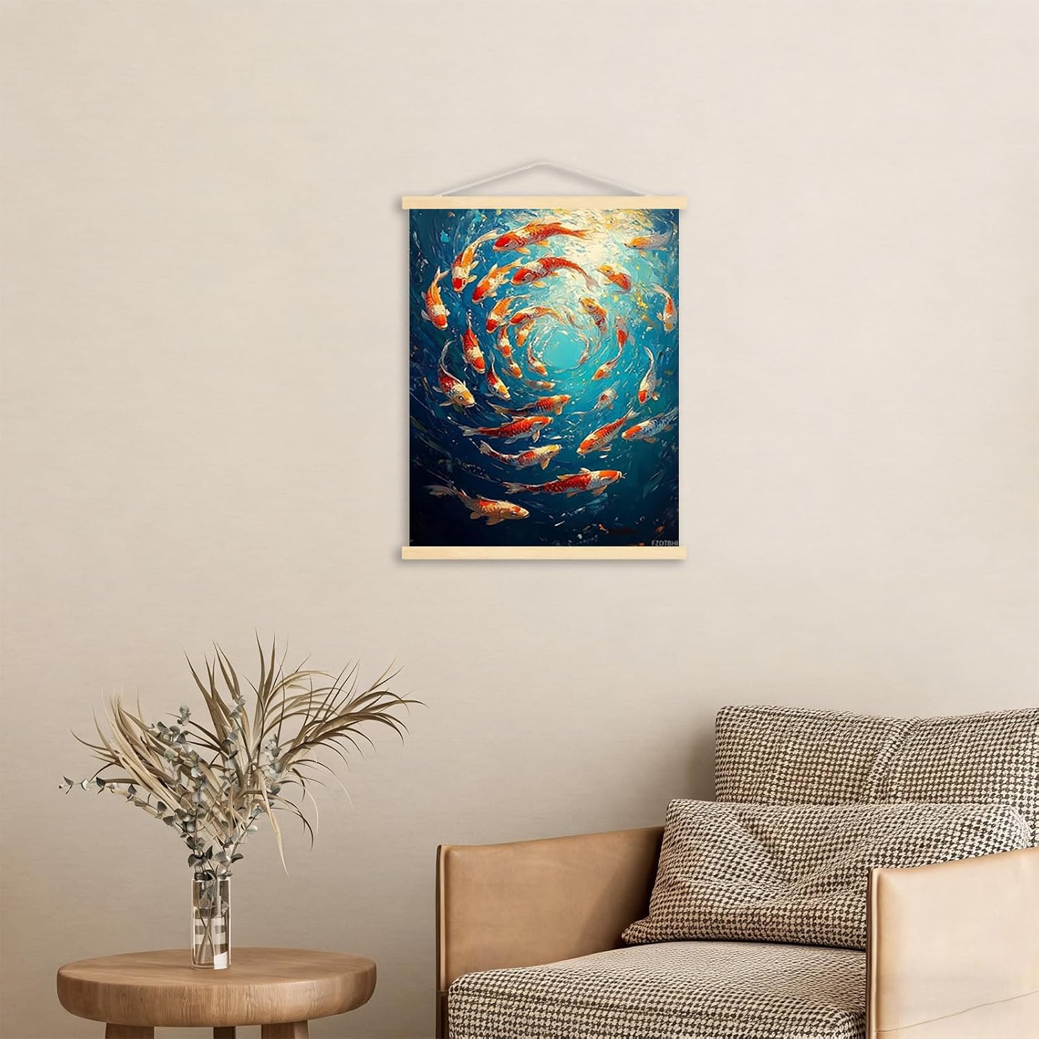 FZDTBHI Colorful Fish Canvas Wall Art, School of Fish Wall Art, Nautical Wall Decor, Modern Abstract Pictures Poster, Colorful Abstract Print Artwork, Fishes Artwork for Living Room 12x16inch Framed image 3