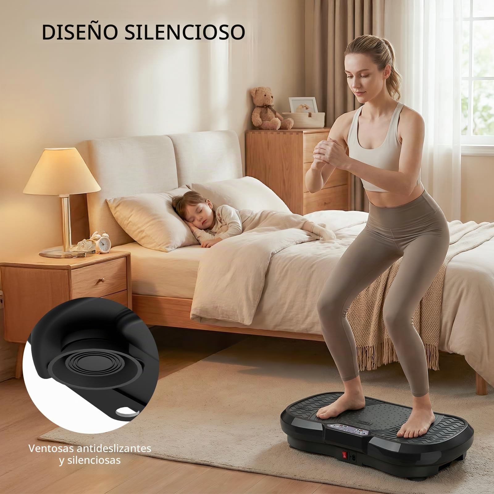 TLGREEN Plataforma vibratoria con Motor Ultra silencioso, 120 Niveles + 10 programas de Entrenamiento, con Mando a Distancia, Bandas de Entrenamiento