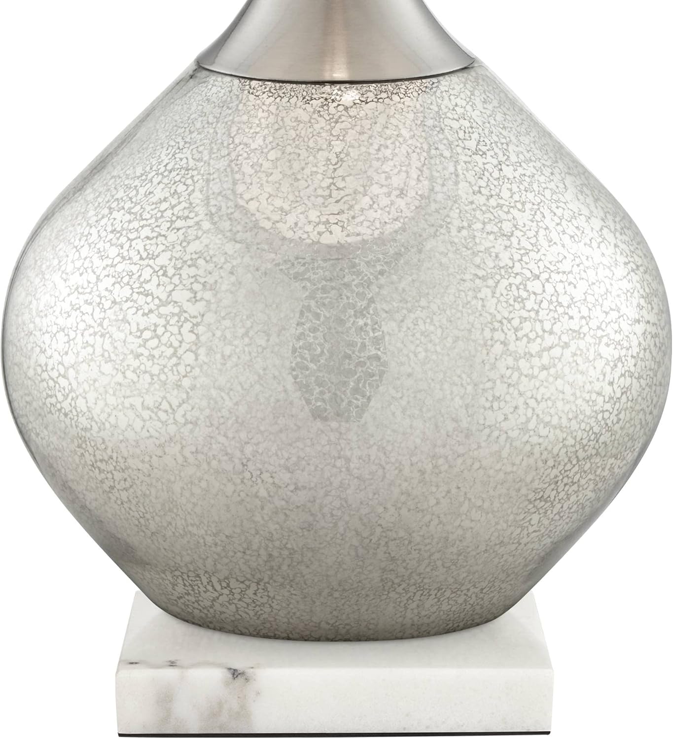 Possini Euro Design Swift Modern Table Lamp 30 1/2" Tall Square White Marble Riser Mercury Glass Chrome Double Drum Shade for Bedroom Living Room Nightstand Bedside Night Stand Office Kids Room