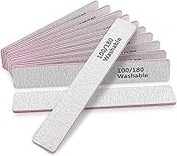 HeeYaa 12PCS Professional Double Sided Nail Files 100/180 Grit Reusable Washable for Acrylic Gel Poly Nail Extensions Home Salon Manicure