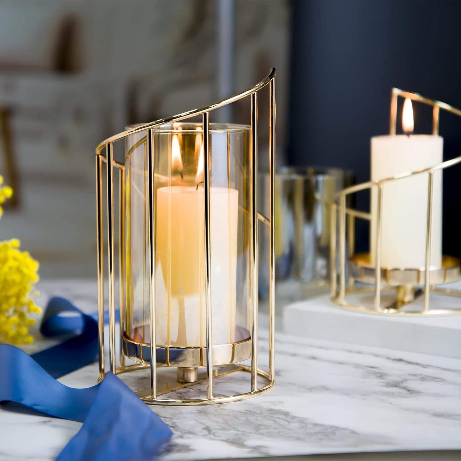 Set of 2 Glass Candle Holder Sleeve, Clear Hurricane Candle Holder - Ideal for Anniversary, Party Supplies, Home Decor, Candles & Candleholders : Home & Kitchen