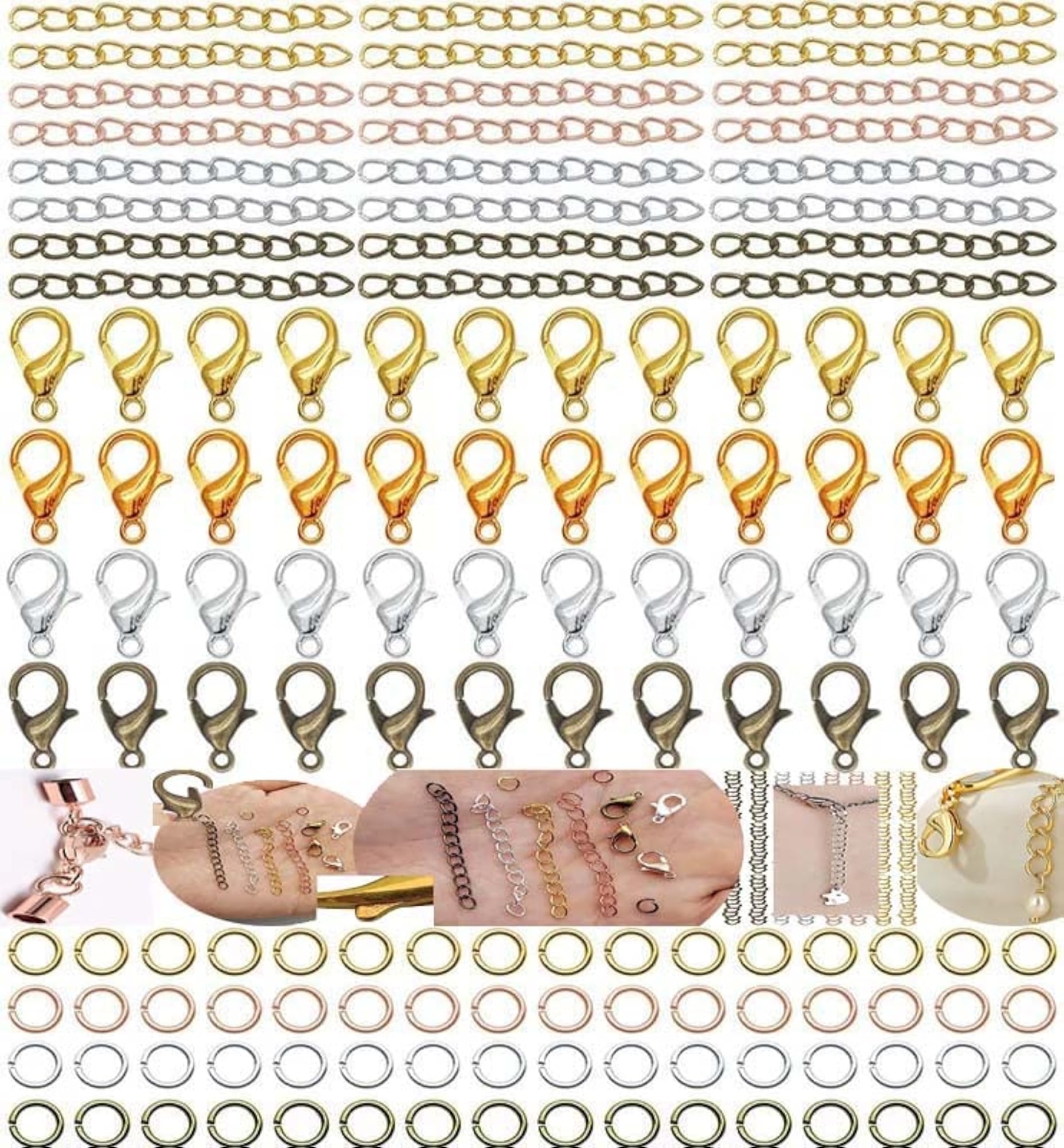 Mixed Color Ribbon Clamp End Crimps, Pack of 50 Pcs