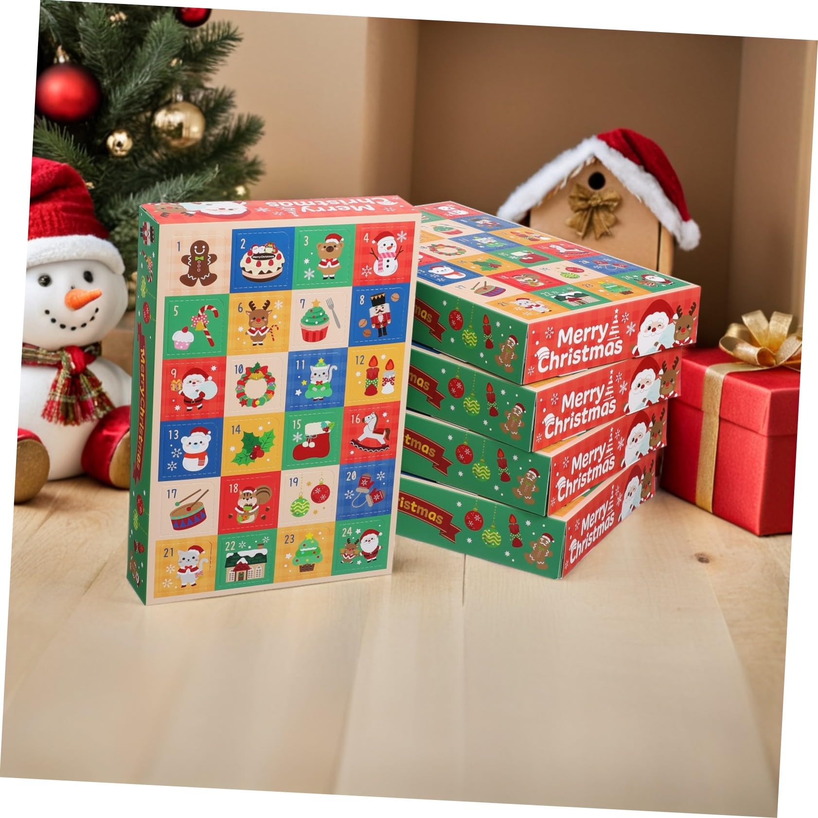 TOYANDONA 15 Piezas Caja de Regresiva para Navidad de Días Calendario de Adviento Rellenable Cajas Vacías de Papel para Decoración Navideña para Fiestas