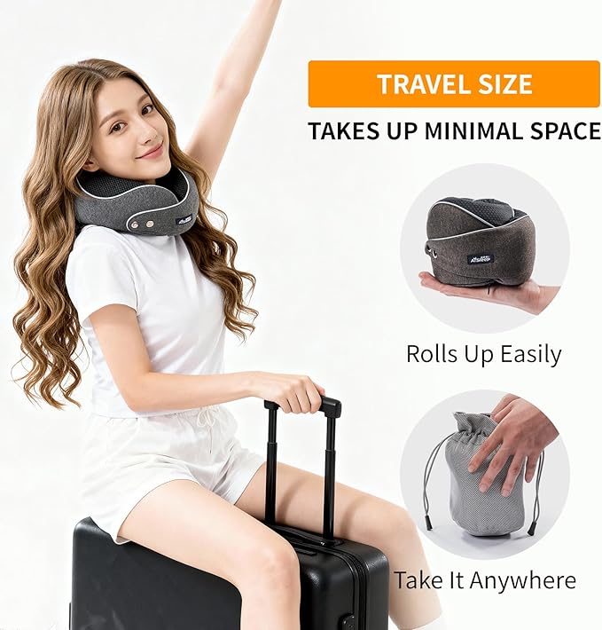 Almohada de viaje memory foam cervical ajustable plegable miniatura 6