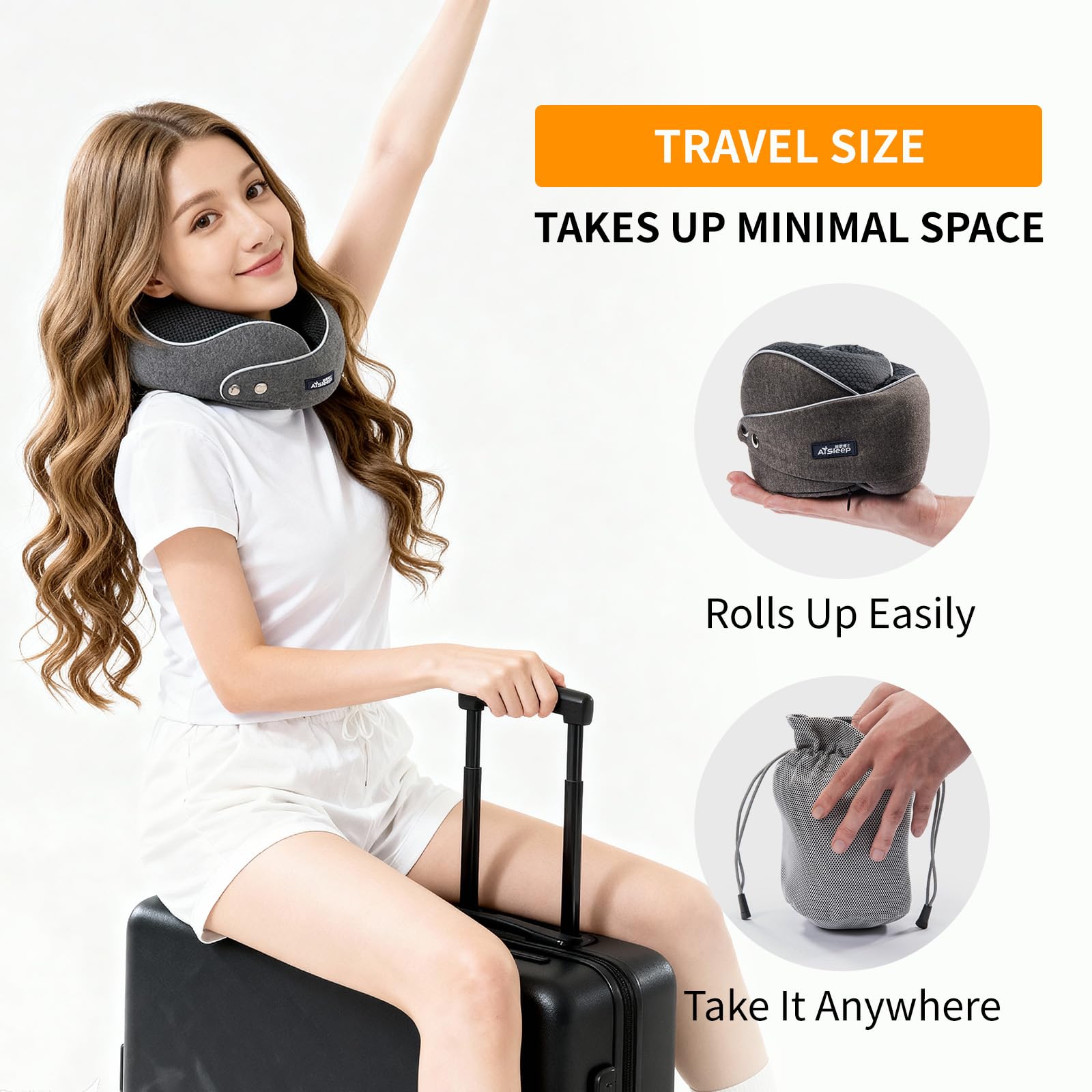 Memory Foam Reisekissen, Nackenkissen Flugzeug & Auto, 360° Support Memory Foam Reisekissen Verstellbar, ideal zum Schlafen im Flugzeug, Auto, Zug, Ergonomisches Nackenhörnchen Erwachsene