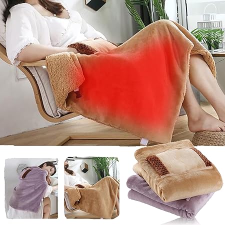 Review Portable Heated Blanket – Soft Electric USB Blanket Machine Washable USB Charging Super Cozy Soft Heated Throw with Fast Heating for Home Travel Office