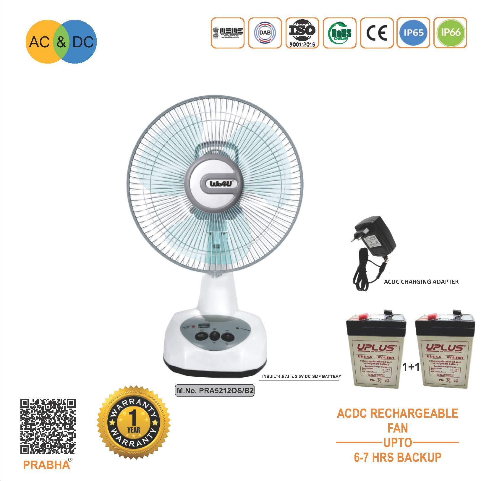 prabha rechargeable fan