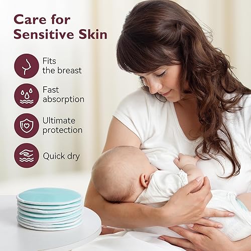 Miniatura 9 de Momcozy Almohadillas de lactancia reutilizables, uso innovador de tela unidireccional que absorbe la humedad y 4 capas lavables, súper absorbentes y