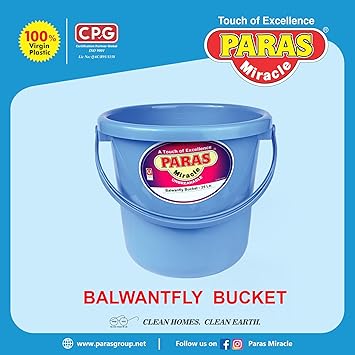 Paras Miracle Balwanfly Bucket 25ltr. Without lid Used to Store Water or Other Liquid, in Toilets, for Washing, Cleaning Purpose, Agricultural use.