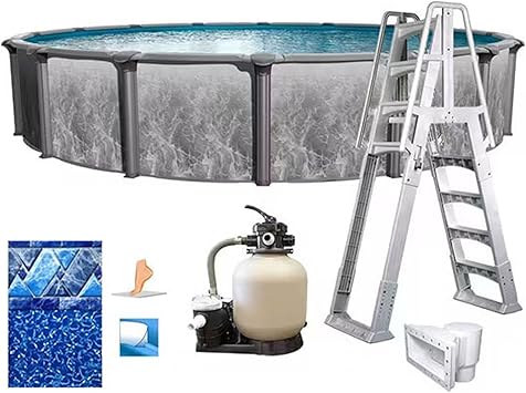 In The Swim 18 Round Above Ground Swimming Pool - Emotion Package - Featuring Sand Filter, Pump System and A-Frame Ladder