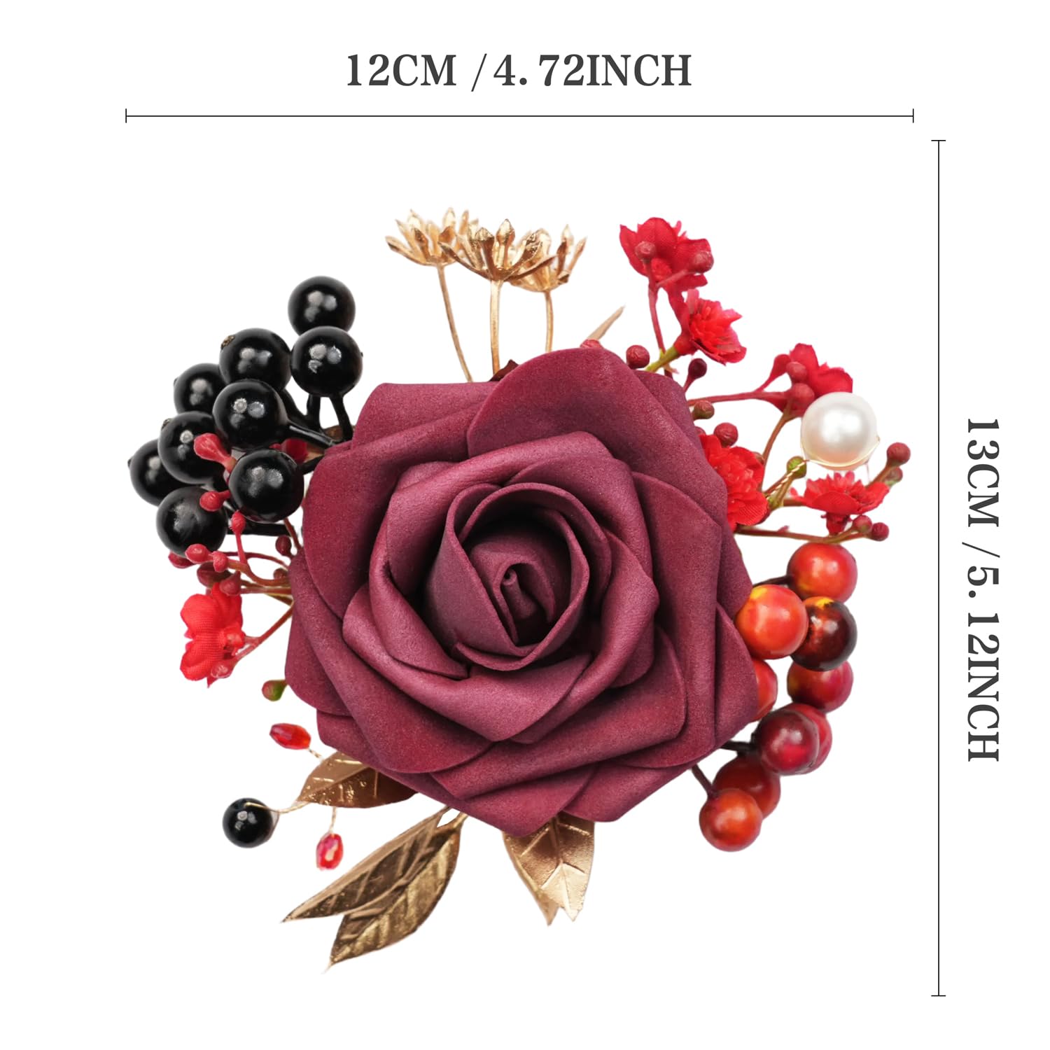 Ansteckblume Uflower Schwarz-Rot-Taschen-Boutonniere for Bräutigam, Trauzeugen, Gast for Hochzeit, Abschlussball, Heimkehr, Jahrestag(4Pcs)