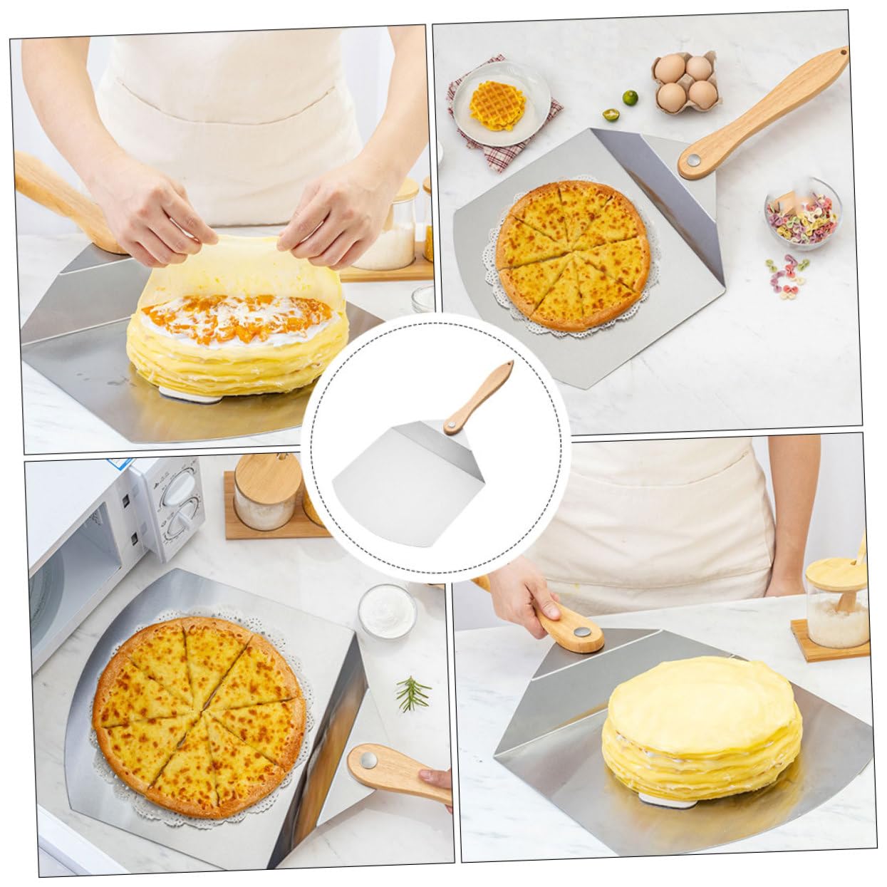 Hemobllo Spatule Pliable pour Pizza et Gâteau Inox avec Manche Accessoire de Cuisine Polyvalent pour Restaurants et