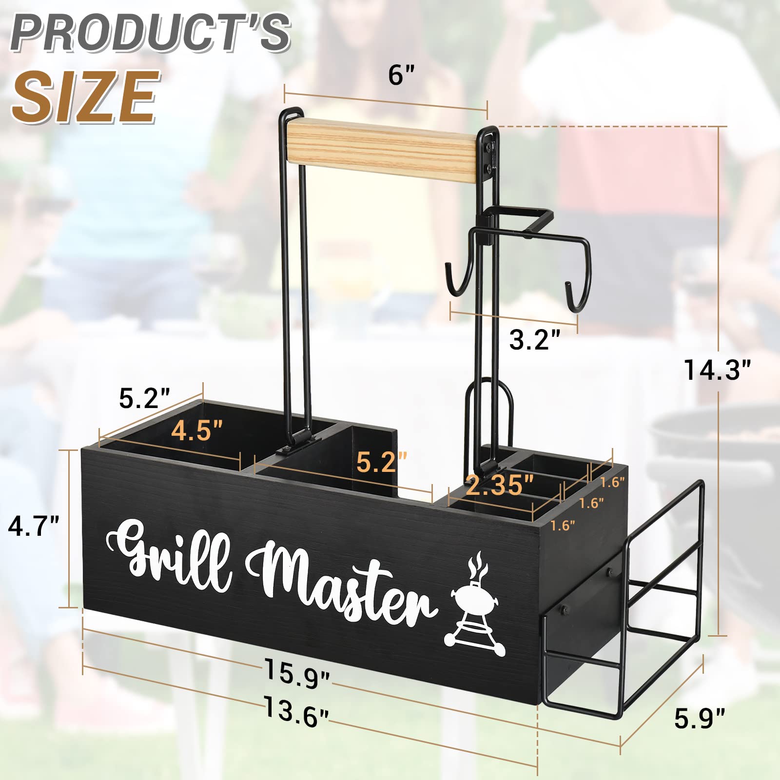 Grill Utensil Caddy, Picnic Condiment Caddy, BBQ and Grill Caddy with