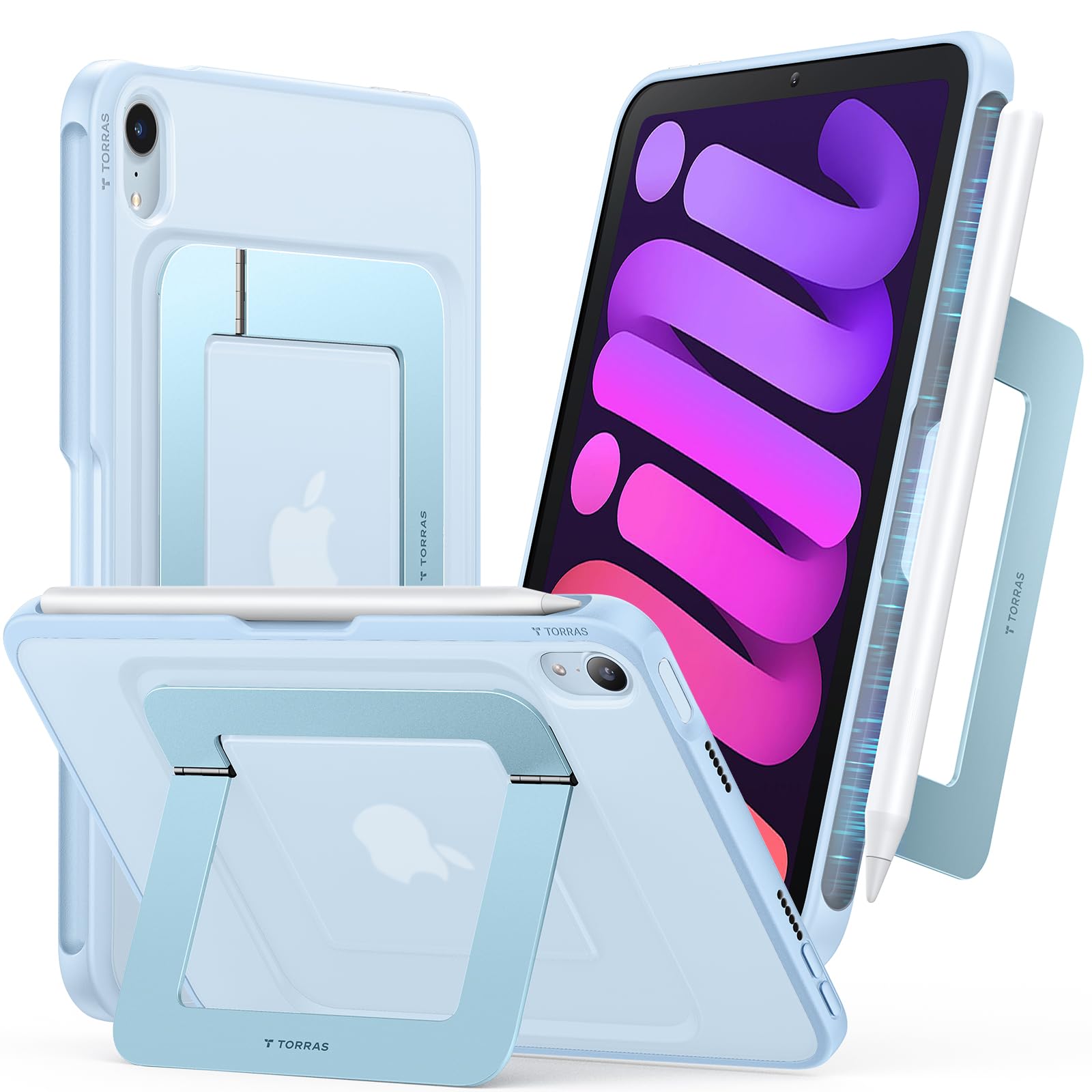 TORRAS Ostand K1 Guardian for iPad mini 7 / A17 Pro / 6 Case w/Stand, Blue