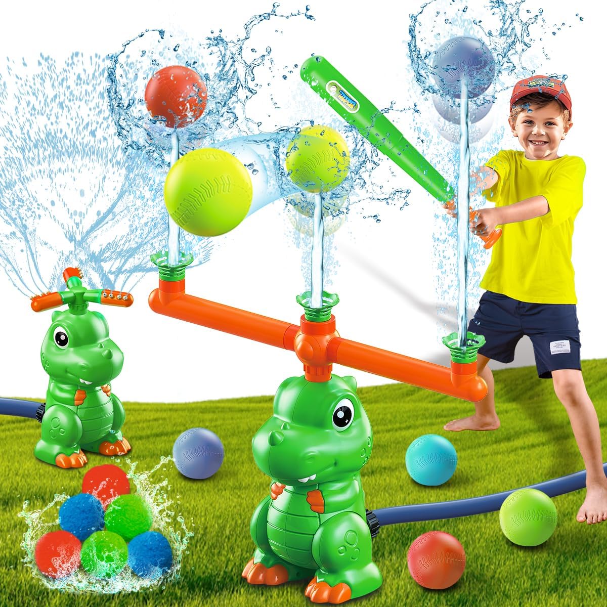 4-in-1 Dinosaur Water Sprinkler Baseball Toys,360° Guyana Ubuy