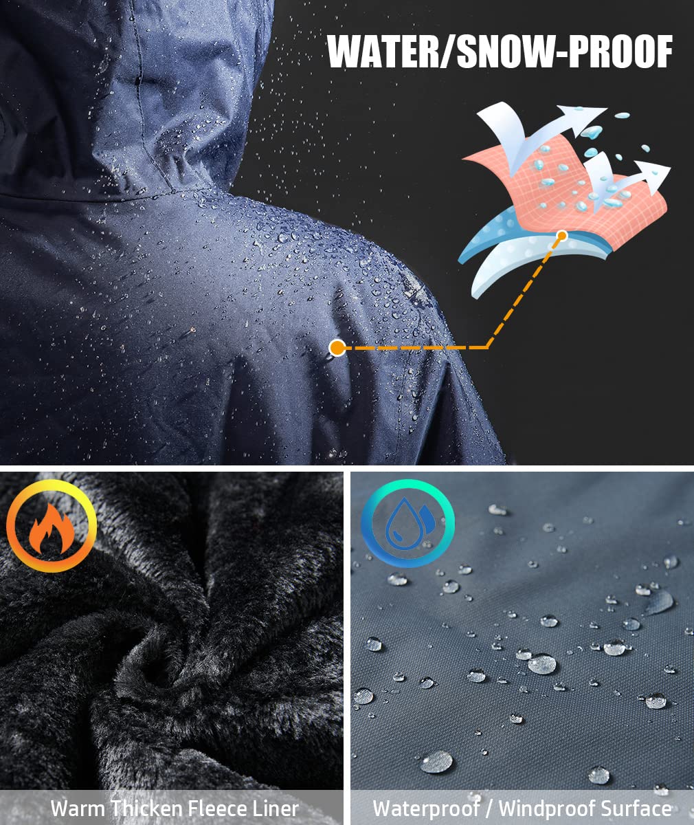 MANSDOUR Giacca da sci impermeabile da uomo Caldo Inverno Neve Cappotto antivento Mountain Windbreaker con cappuccio Impermeabile, Sandali Adventure Seeker, punta chiusa - T - Bambini, XX-Large